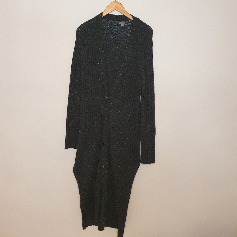 Aerie Long Dress V Neck Button Down Cardigan Sweater Size L